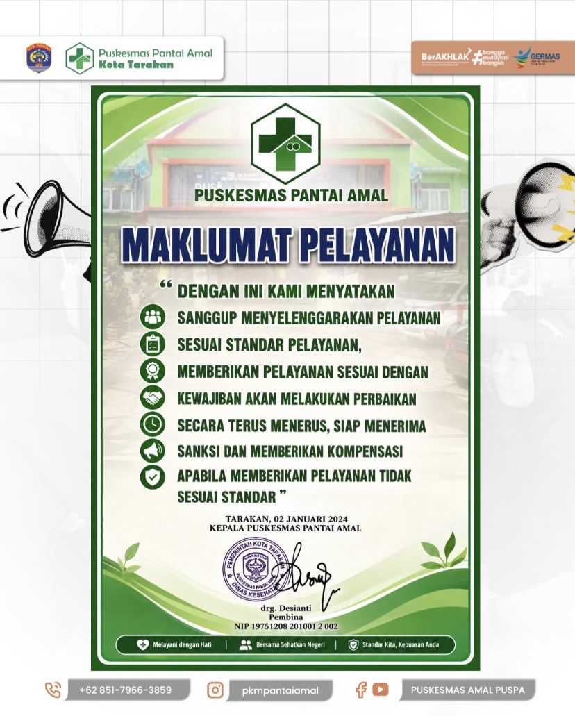 Maklumat Pelayanan UPTD Puskesmas Pantai Amal